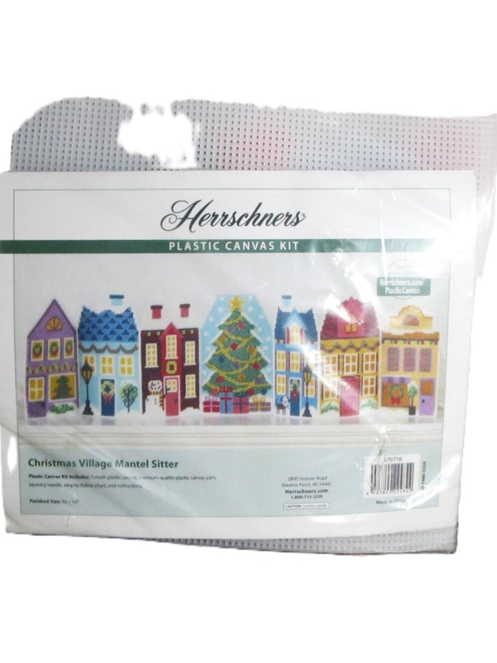 Herrschners Plastic Canvas Kit Christmas Village Manuf Sealed Package Holiday